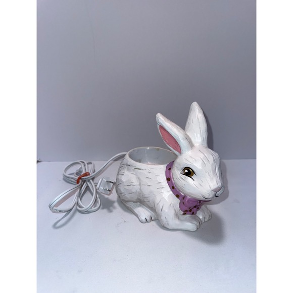 Scentsy Other - Scentsy Easter Bunny Wax Warmer White Rabbit Pink Bow Ceramic Electric Fragrance